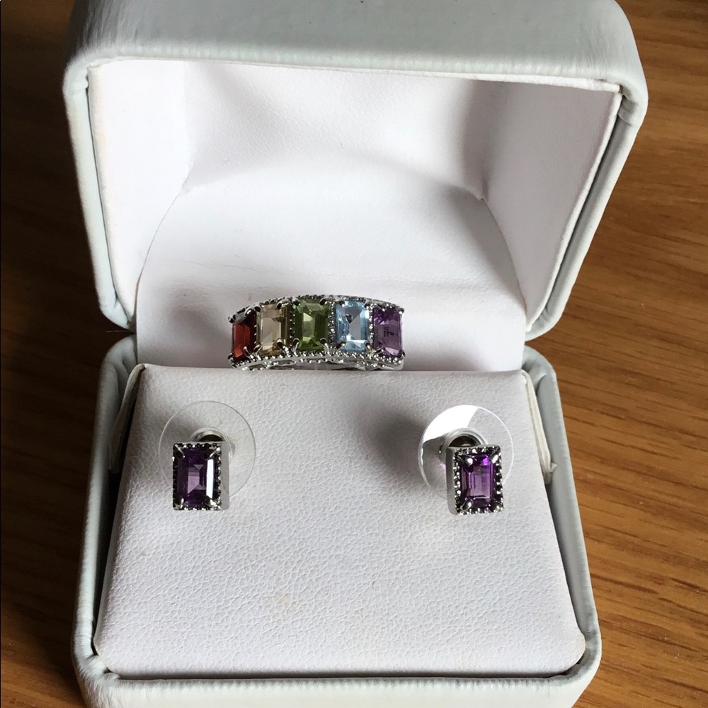 Multi Gemstone ring/earrings
